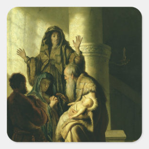 Sticker Carré Simeon et Hannah dans le temple, c.1627