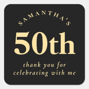 Sticker Carré Simple 50e anniversaire Black Gold Merci