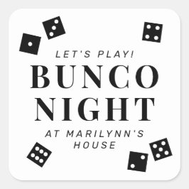 Sticker Carré Simple Black Dice Bunco nuit personnalisée