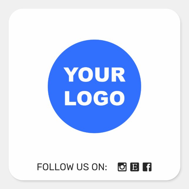 Sticker Carré Simple Blanc Ajouter Votre Logo Social Media Icon (Devant)