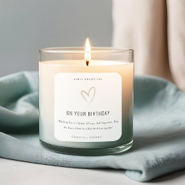 Sticker Carré Simple Blanc Bleu Amour Coeur Anniversaire Bougie 