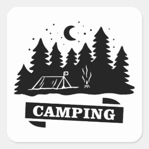 Sticker Carré Simple Camping en plein air camper plus s'inquié