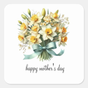 Sticker Carré simple carte de jour de mère heureuse