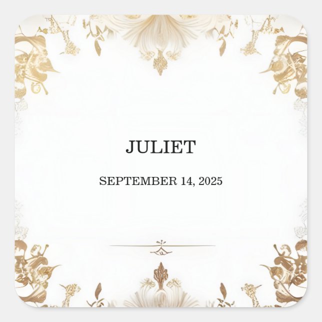 Sticker Carré Simple Classique Formel Mariage Blanc (Devant)