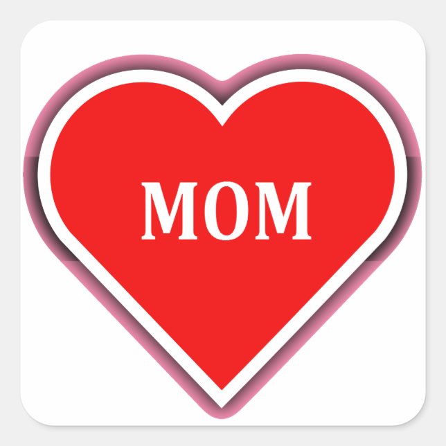 Sticker Carré simple coeur rouge pour maman (Devant)