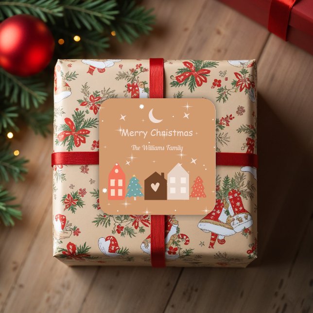 Sticker Carré Simple Earth Tone Joyeux Noël (Créateur téléchargé)