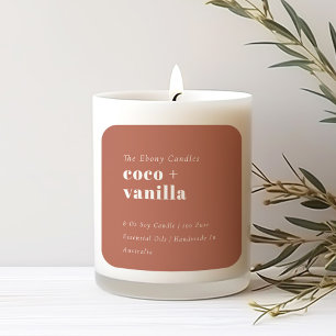 Sticker Carré Simple Elegant Minimal Rustic Rust Candle Étiquett