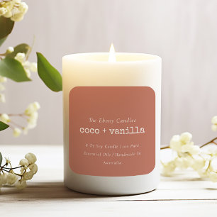 Sticker Carré Simple Elegant Minimal Rustic Rust Candle Étiquett