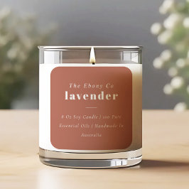 Sticker Carré Simple Elegant Minimal Rustic Rust Candle Étiquett