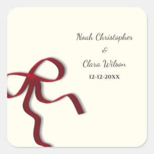 Sticker Carré Simple Élégant minimaliste Bow rouge classique