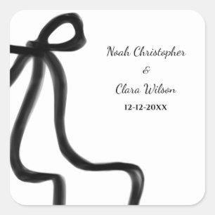Sticker Carré Simple élégant minimaliste noir Bow Classic