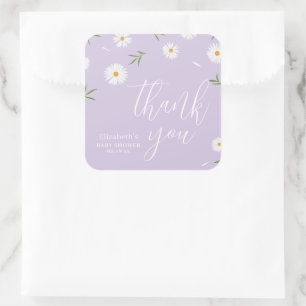 Sticker Carré Simple élégante marguerite blanche Baby shower Mer
