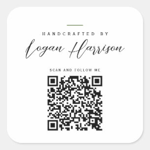 Sticker Carré Simple, fabriqué à la main par un code QR personna