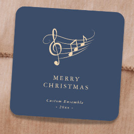 Sticker Carré Simple Gold Music Notes Christmas Green