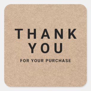 Sticker Carré Simple kraft brun merci pour votre achat