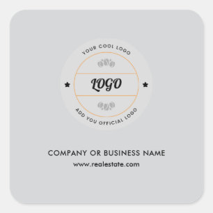 Sticker Carré Simple logo d'entreprise rond et texte personnalis