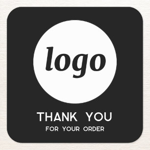 Sticker Carré Simple Logo et Texte Noir de Remerciement pour Ent