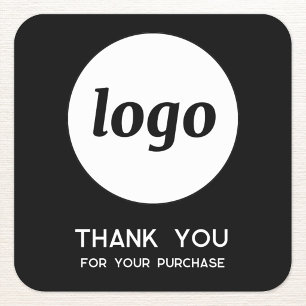 Sticker Carré Simple Logo et Texte Noir de Remerciement pour Ent