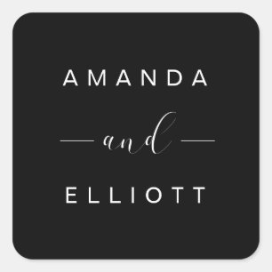 Sticker Carré Simple Mariage Couleur Uni Noir