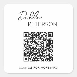 Sticker Carré Simple Noir Blanc Élégant QR Code Entreprise moder