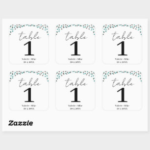 Sticker Carré Simple Noir Calligraphie Numéros de tableau Mariag