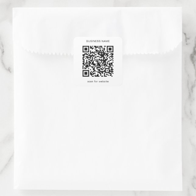 Sticker Carré Simple Noir et Blanc QR Code Business (Sac)