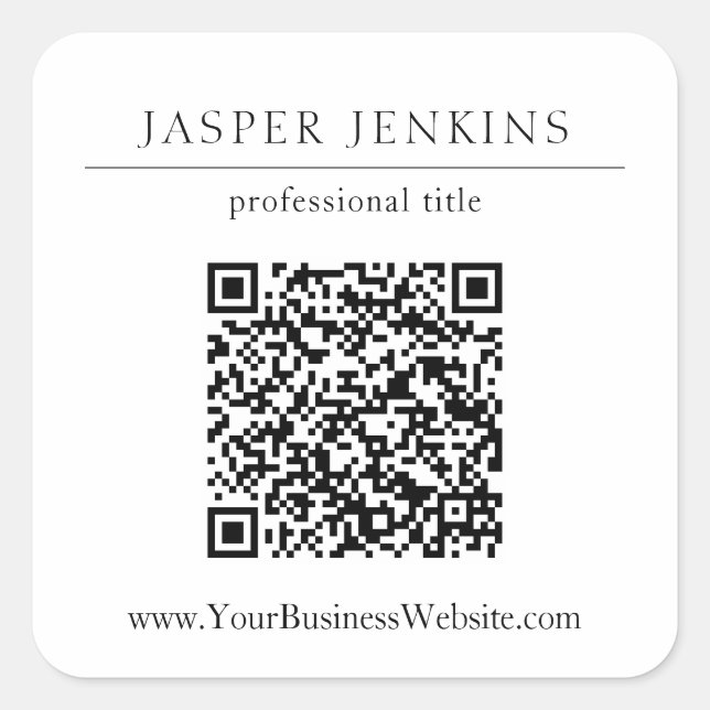 Sticker Carré Simple professionnel moderne QR Code Entreprise (Devant)