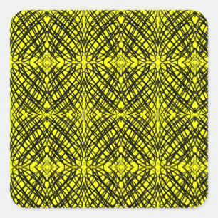 Sticker Carré Simple Scribble Carreaux miroir Jaune