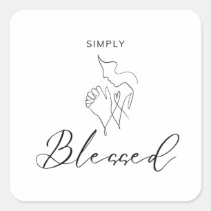 Sticker Carré Simplement Bénis Dessin au Trait Minimaliste Chrét