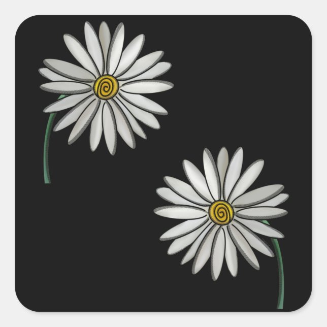 Sticker Carré Simplement des marguerites (Devant)