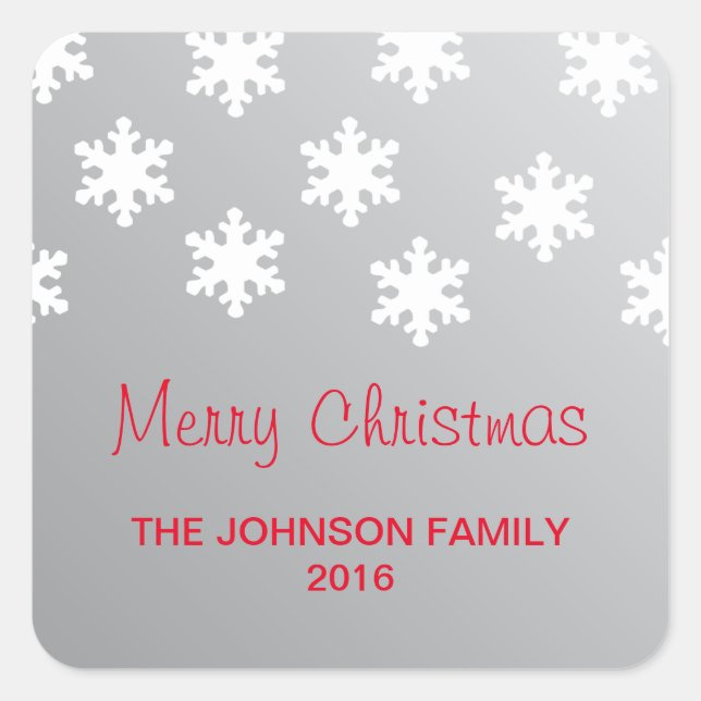 Sticker Carré Simples Faux Silver White Snowflakes Xmas (Devant)
