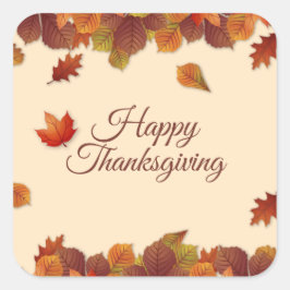 Sticker Carré Simples feuilles d'automne Thankesgiving | Sceau à