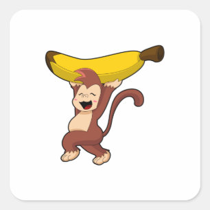 Sticker Carré Singe à la banane