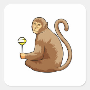 Sticker Carré Singe avec Lollipop