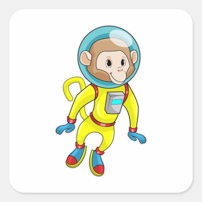 Sticker Carré Singe en astronaute (Devant)