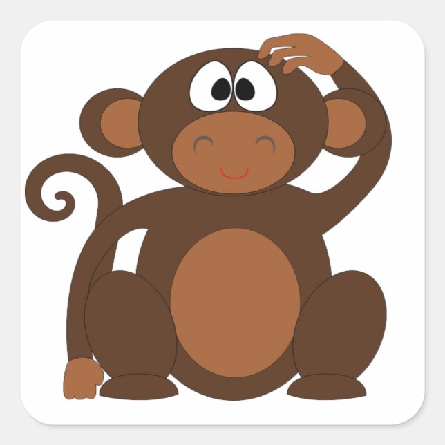 Sticker Carré Singe mignon (Devant)