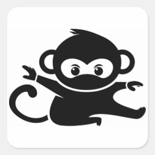 Sticker Carré Singe Ninja