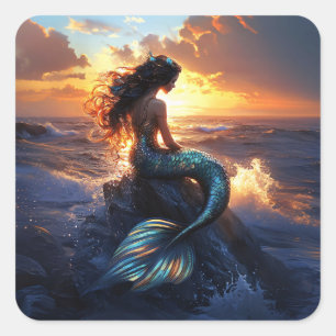 Sticker Carré Sirène du coucher de soleil