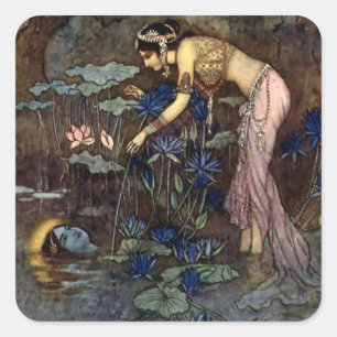 Sticker Carré « Sita retrouve Rama » par Warwick Goble