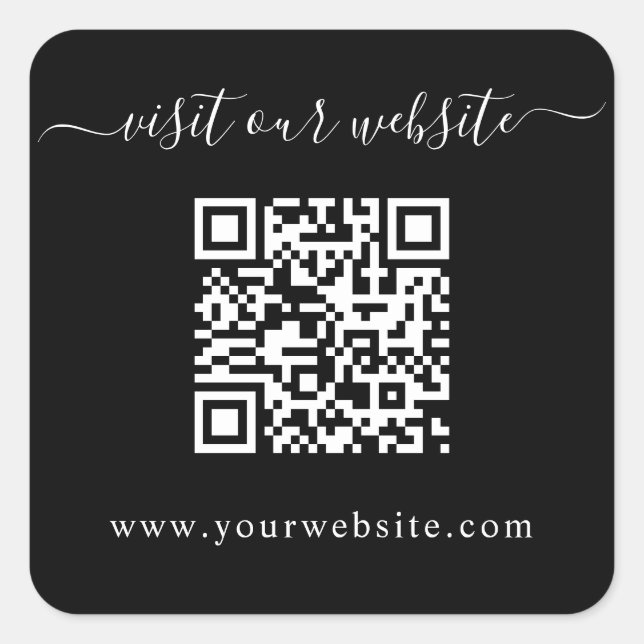 Sticker Carré Site Web Mariage de code QR noir (Devant)