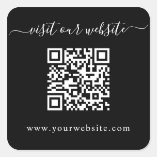 Sticker Carré Site Web Mariage de code QR noir