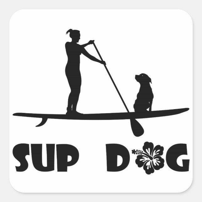 Sticker Carré Sitting de chien SUP (Devant)