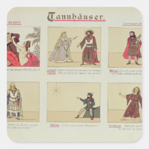 Sticker Carré Six scènes liées à l'opéra "Tannhauser"