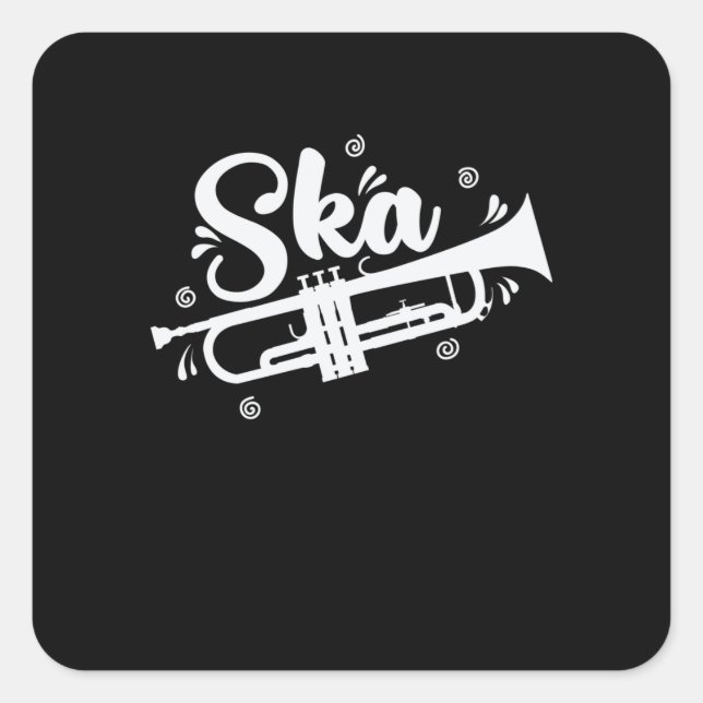 Sticker Carré Ska Trompete Swing Jazz (Devant)
