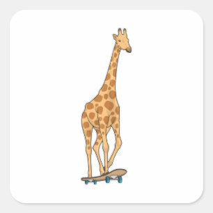 Sticker Carré Skateboard girafe