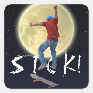 Sticker Carré Skateboarder obtenir quelques Air Action Street Ku