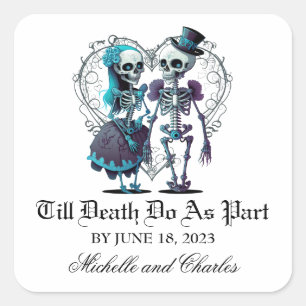 Sticker Carré Skeleton Couple Mariage