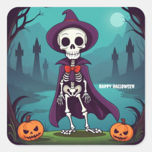 Sticker Carré Skeleton d'Halloween