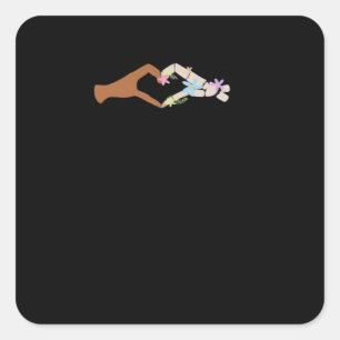 Sticker Carré Skeleton Hands Heart Show Basic