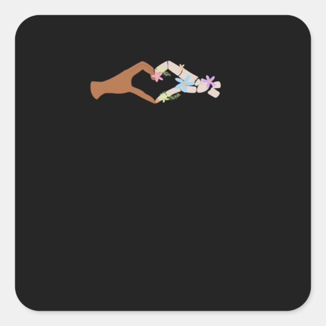 Sticker Carré Skeleton Hands Heart Show Basic (Devant)